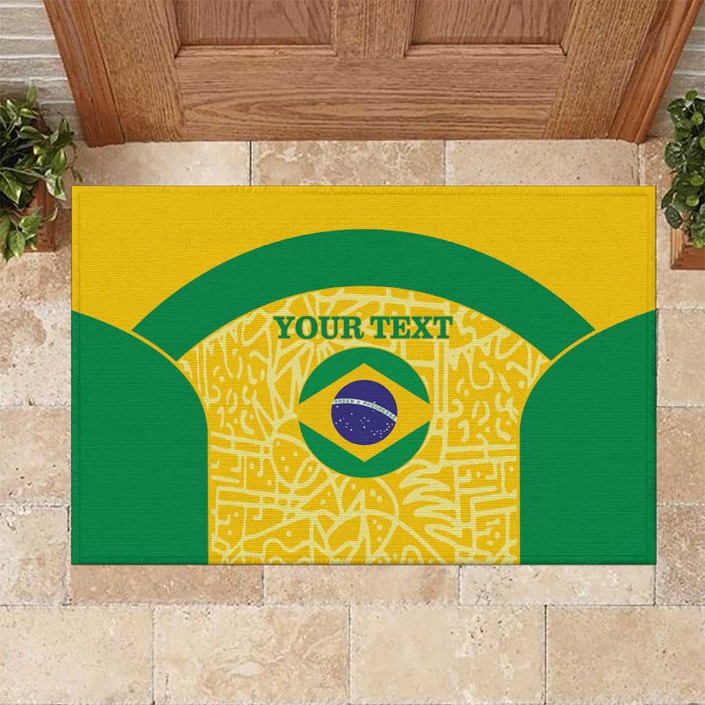 Custom Brazil Football Rubber Doormat Vamos Selecao - Yellow - Wonder Print Shop