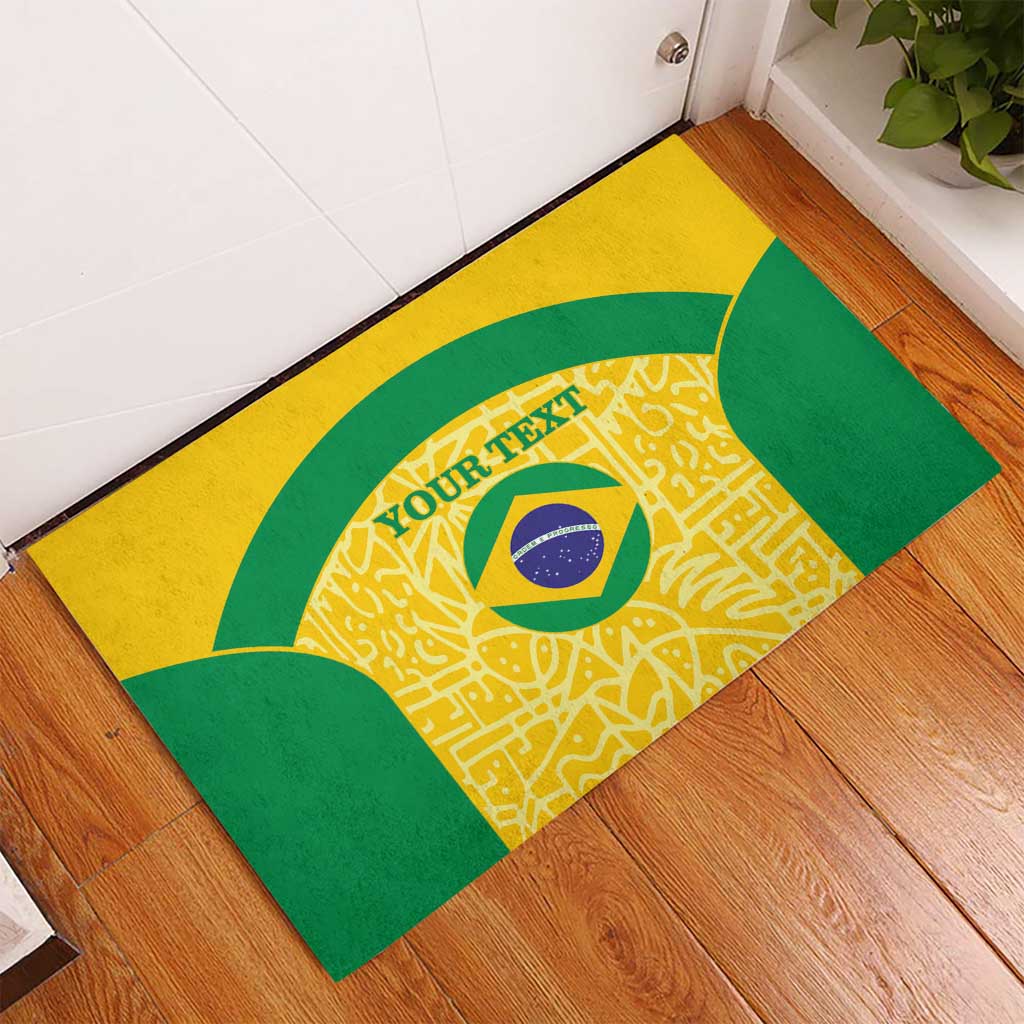 Custom Brazil Football Rubber Doormat Vamos Selecao - Yellow - Wonder Print Shop
