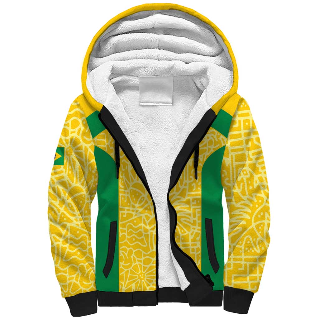 Custom Brazil Football Sherpa Hoodie Vamos Selecao - Yellow - Wonder Print Shop