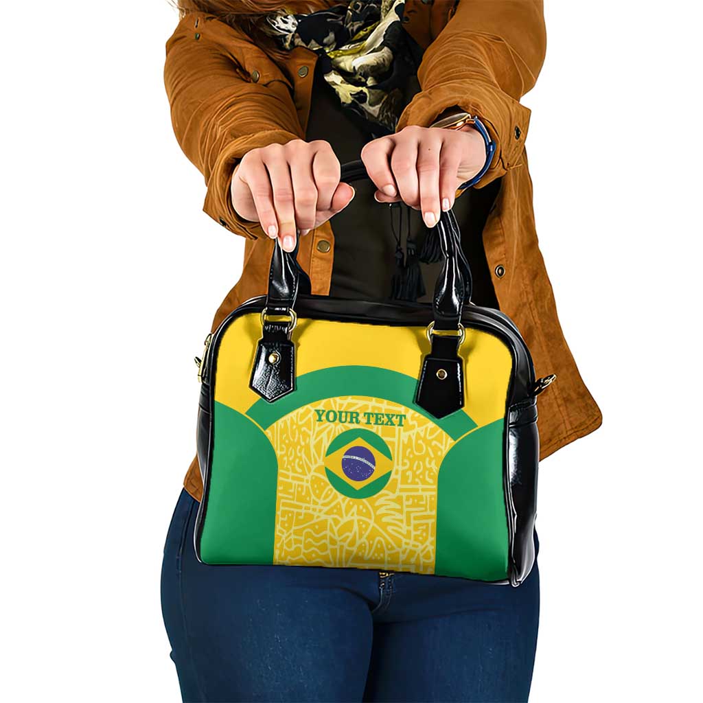 Custom Brazil Football Shoulder Handbag Vamos Selecao - Yellow
