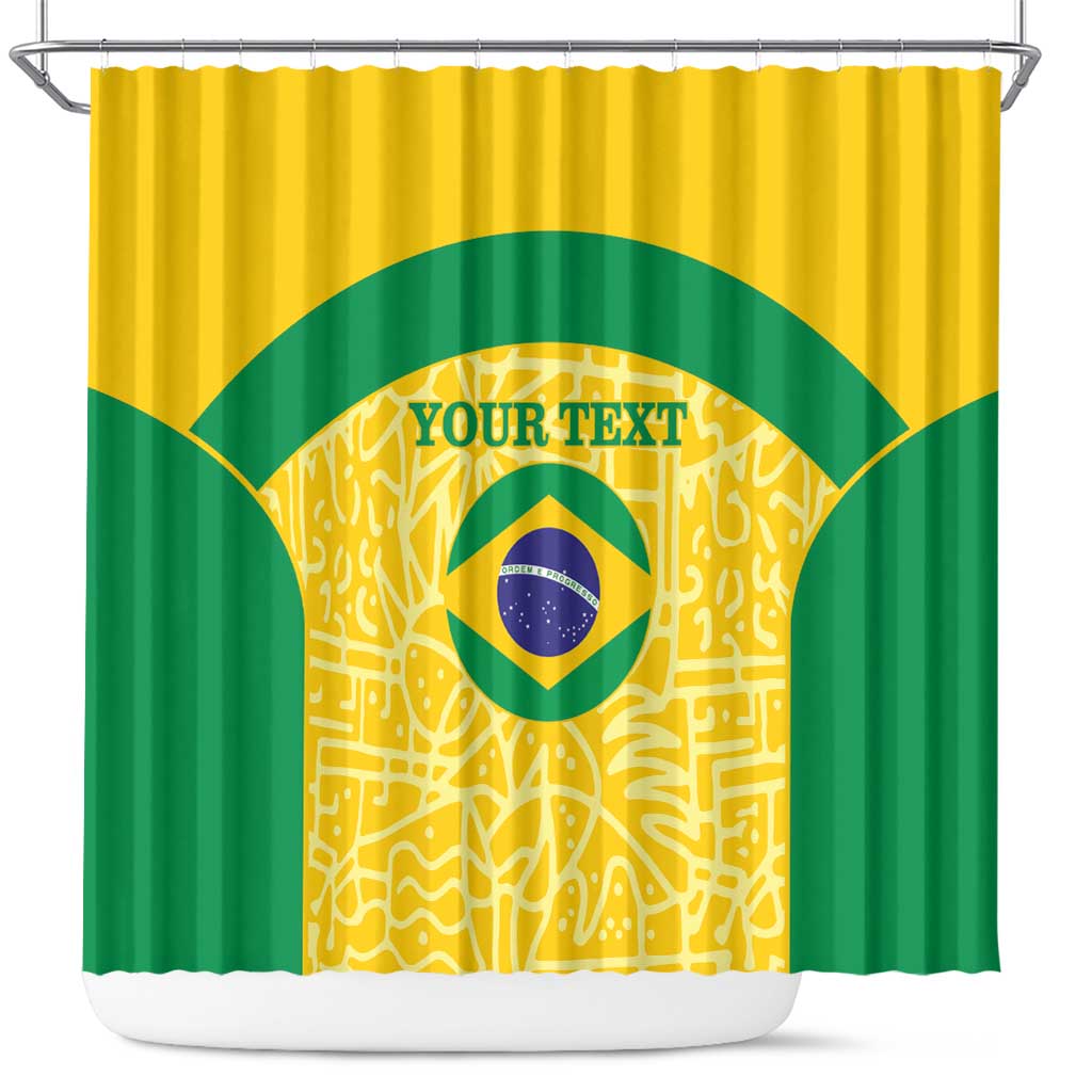 Custom Brazil Football Shower Curtain Vamos Selecao - Yellow