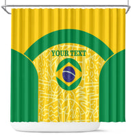 Custom Brazil Football Shower Curtain Vamos Selecao - Yellow