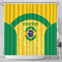 Custom Brazil Football Shower Curtain Vamos Selecao - Yellow