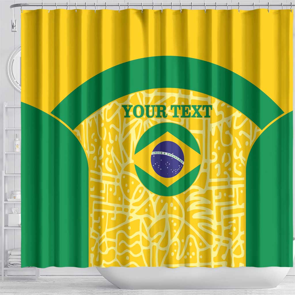Custom Brazil Football Shower Curtain Vamos Selecao - Yellow