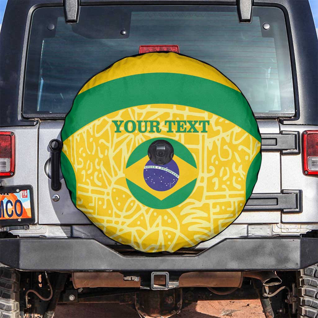 Custom Brazil Football Spare Tire Cover Vamos Selecao - Yellow - Wonder Print Shop
