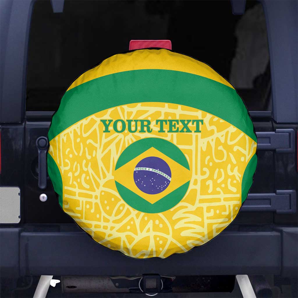 Custom Brazil Football Spare Tire Cover Vamos Selecao - Yellow - Wonder Print Shop