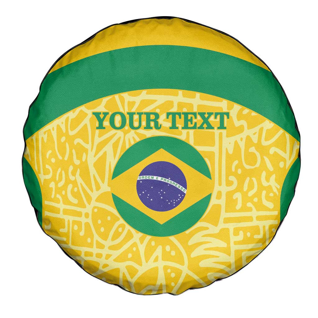 Custom Brazil Football Spare Tire Cover Vamos Selecao - Yellow - Wonder Print Shop