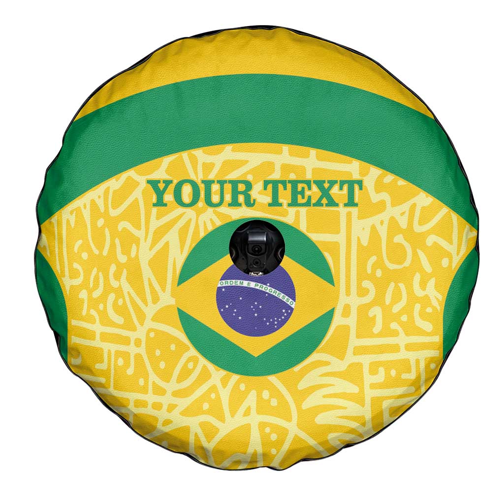Custom Brazil Football Spare Tire Cover Vamos Selecao - Yellow - Wonder Print Shop