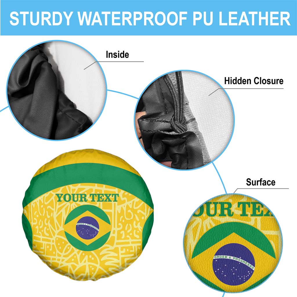 Custom Brazil Football Spare Tire Cover Vamos Selecao - Yellow - Wonder Print Shop