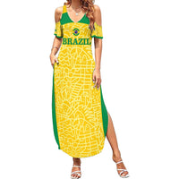 Custom Brazil Football Summer Maxi Dress Vamos Selecao - Yellow - Wonder Print Shop