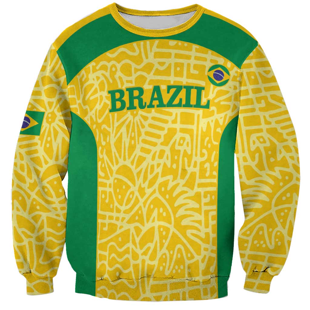 Custom Brazil Football Sweatshirt Vamos Selecao - Yellow - Wonder Print Shop