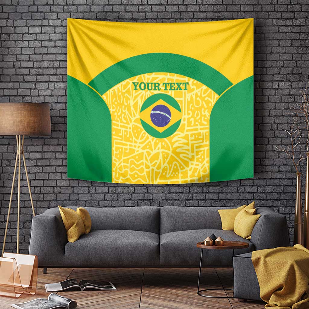 Custom Brazil Football Tapestry Vamos Selecao - Yellow - Wonder Print Shop