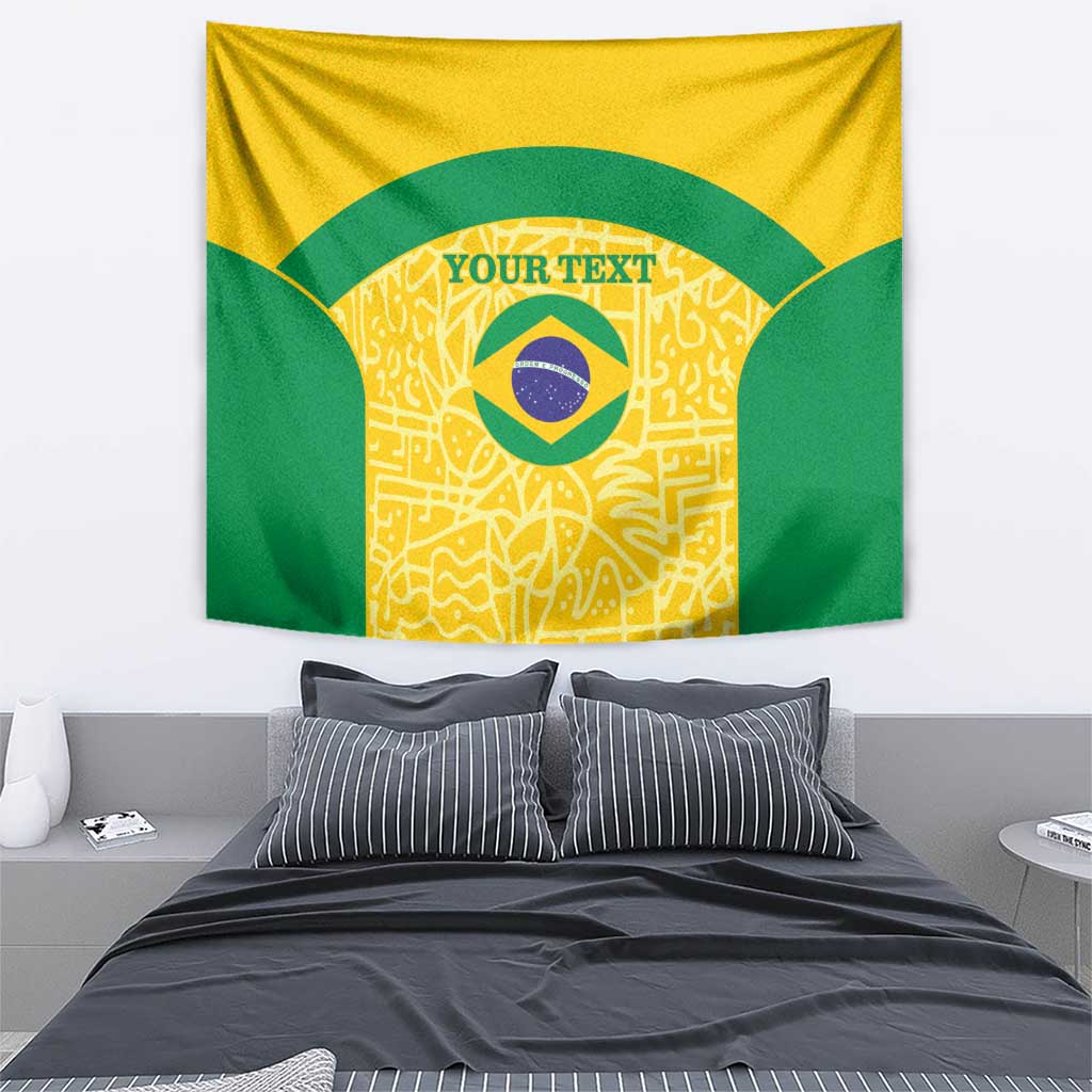 Custom Brazil Football Tapestry Vamos Selecao - Yellow - Wonder Print Shop