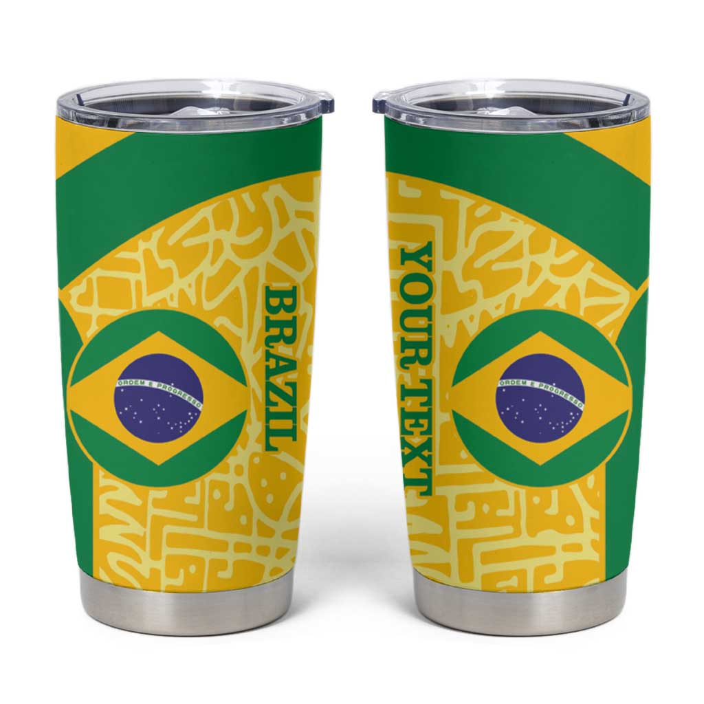 Custom Brazil Football Tumbler Cup Vamos Selecao - Yellow - Wonder Print Shop