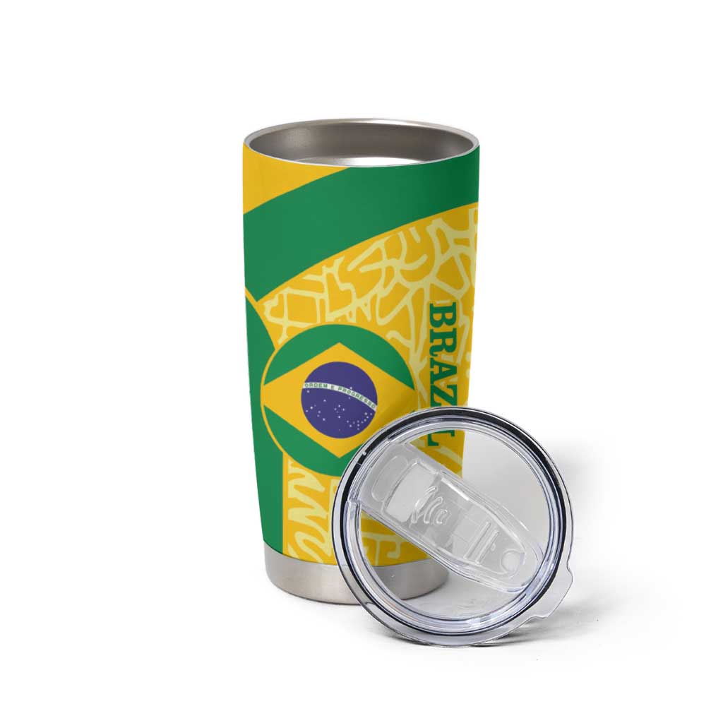 Custom Brazil Football Tumbler Cup Vamos Selecao - Yellow - Wonder Print Shop