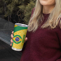 Custom Brazil Football Tumbler Cup Vamos Selecao - Yellow - Wonder Print Shop