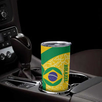 Custom Brazil Football Tumbler Cup Vamos Selecao - Yellow - Wonder Print Shop