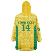 Custom Brazil Football Wearable Blanket Hoodie Vamos Selecao - Yellow - Wonder Print Shop