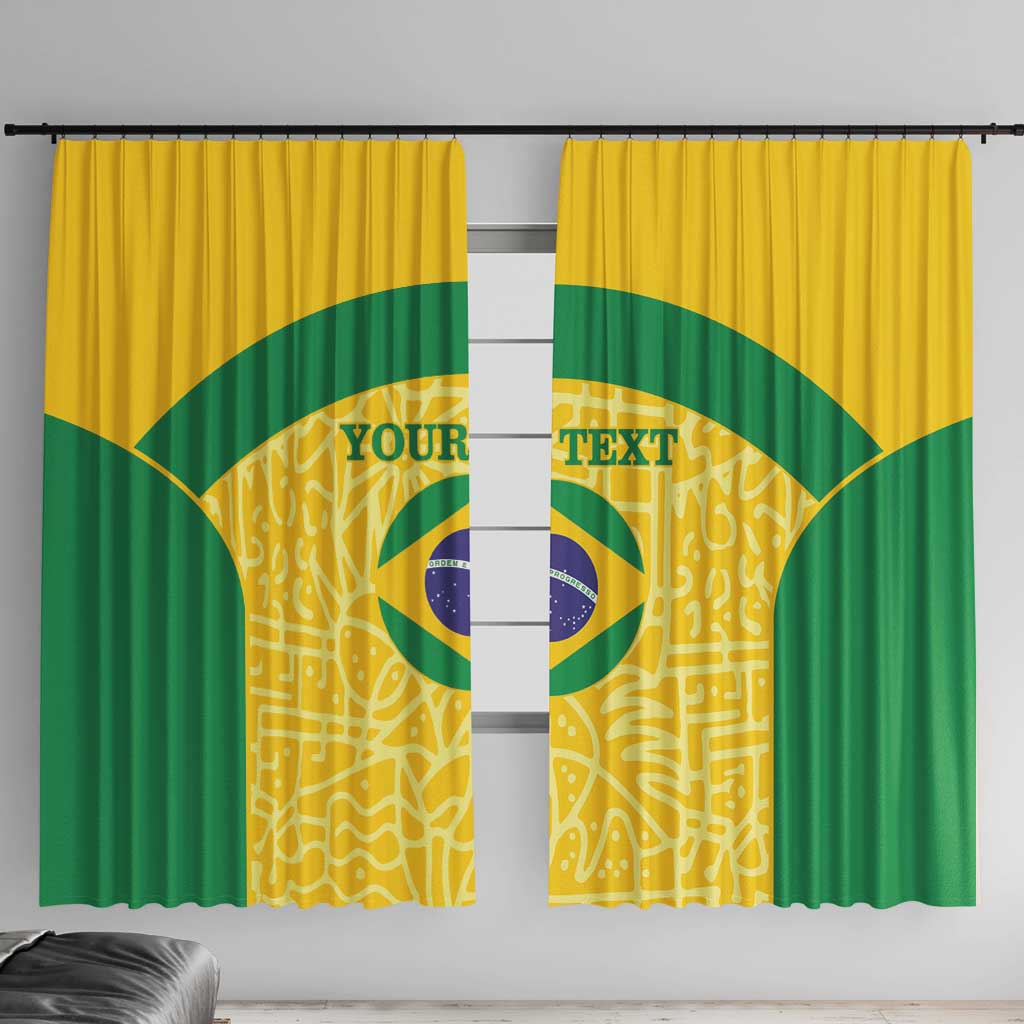 Custom Brazil Football Window Curtain Vamos Selecao - Yellow - Wonder Print Shop