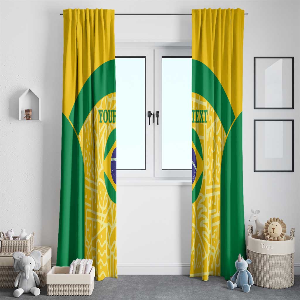 Custom Brazil Football Window Curtain Vamos Selecao - Yellow - Wonder Print Shop