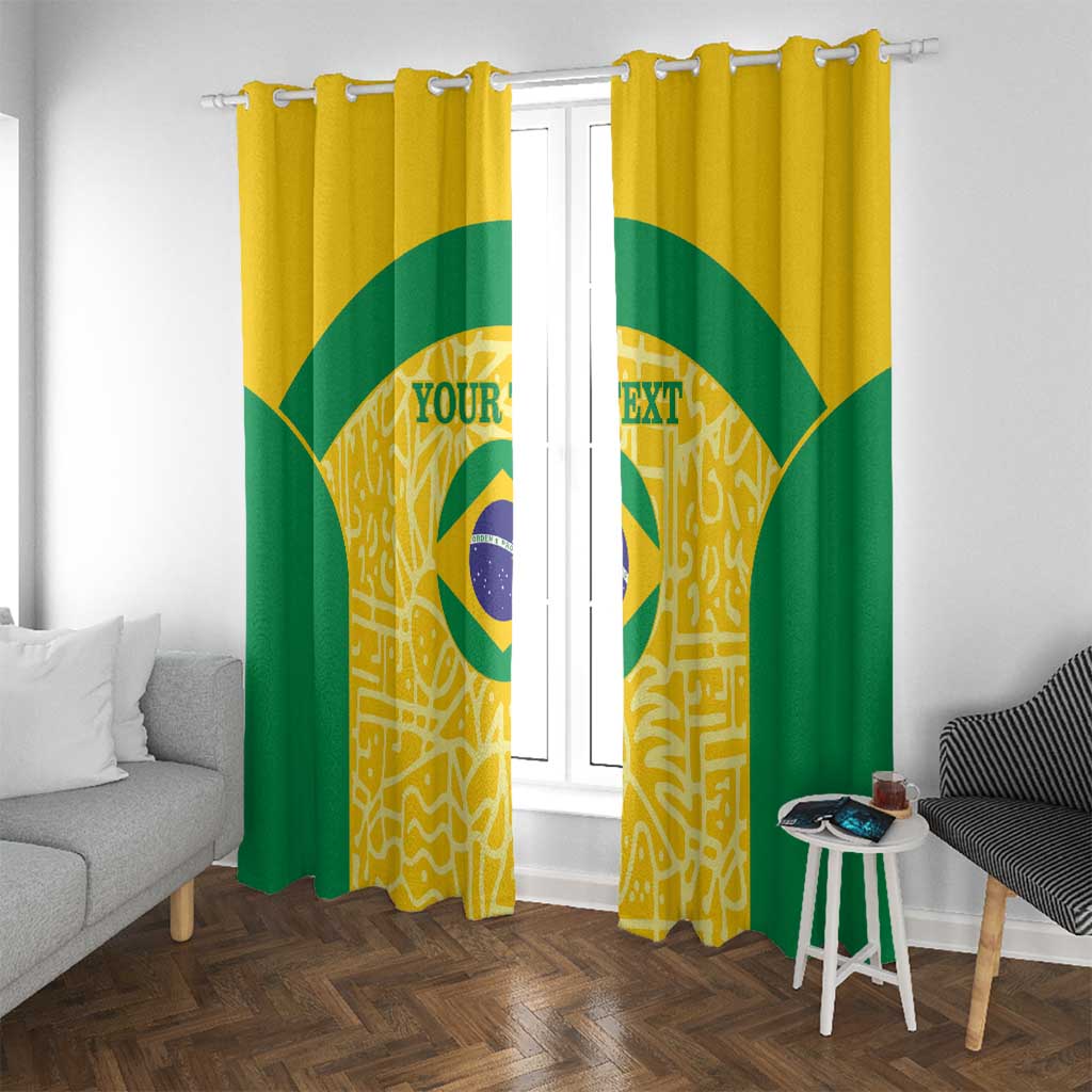 Custom Brazil Football Window Curtain Vamos Selecao - Yellow - Wonder Print Shop