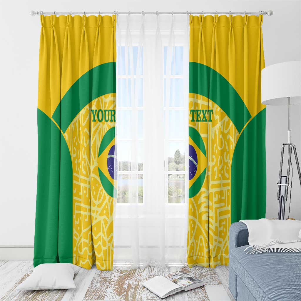 Custom Brazil Football Window Curtain Vamos Selecao - Yellow - Wonder Print Shop