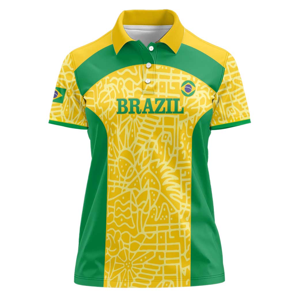 Custom Brazil Football Women Polo Shirt Vamos Selecao - Yellow - Wonder Print Shop