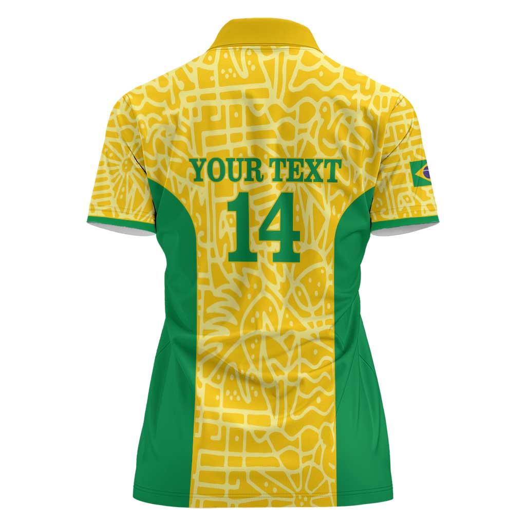 Custom Brazil Football Women Polo Shirt Vamos Selecao - Yellow - Wonder Print Shop