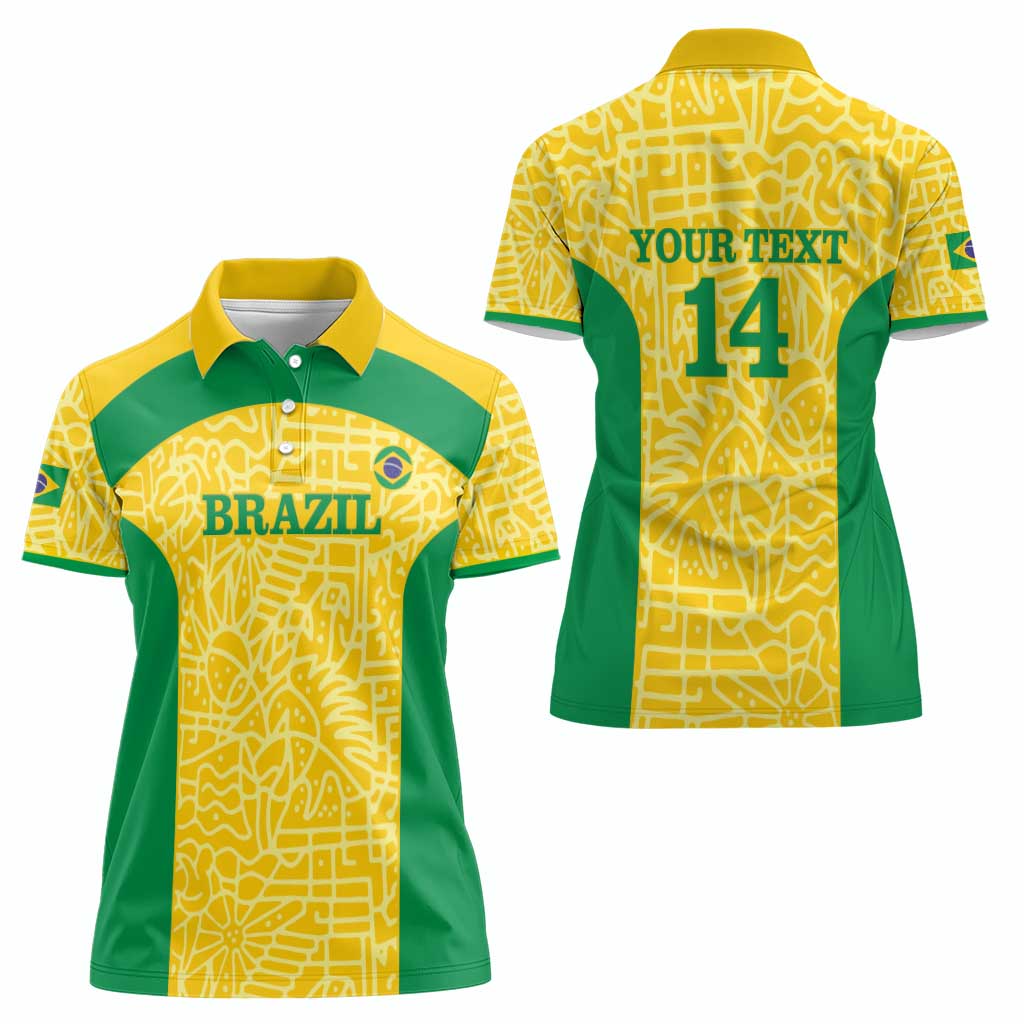 Custom Brazil Football Women Polo Shirt Vamos Selecao - Yellow - Wonder Print Shop