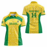 Custom Brazil Football Women Polo Shirt Vamos Selecao - Yellow - Wonder Print Shop