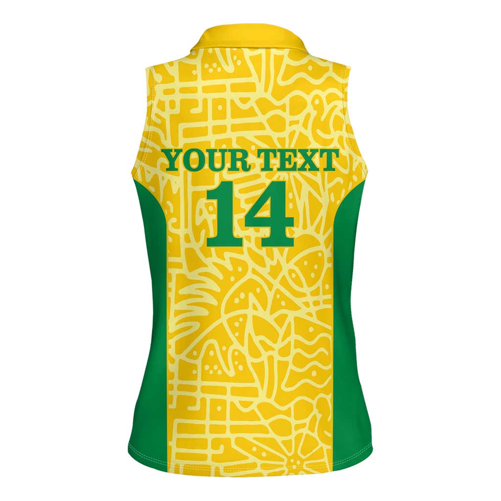 Custom Brazil Football Women Sleeveless Polo Shirt Vamos Selecao - Yellow - Wonder Print Shop
