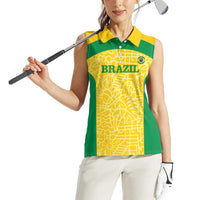 Custom Brazil Football Women Sleeveless Polo Shirt Vamos Selecao - Yellow - Wonder Print Shop