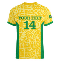 Custom Brazil Football Women V-Neck T-Shirt Vamos Selecao - Yellow - Wonder Print Shop