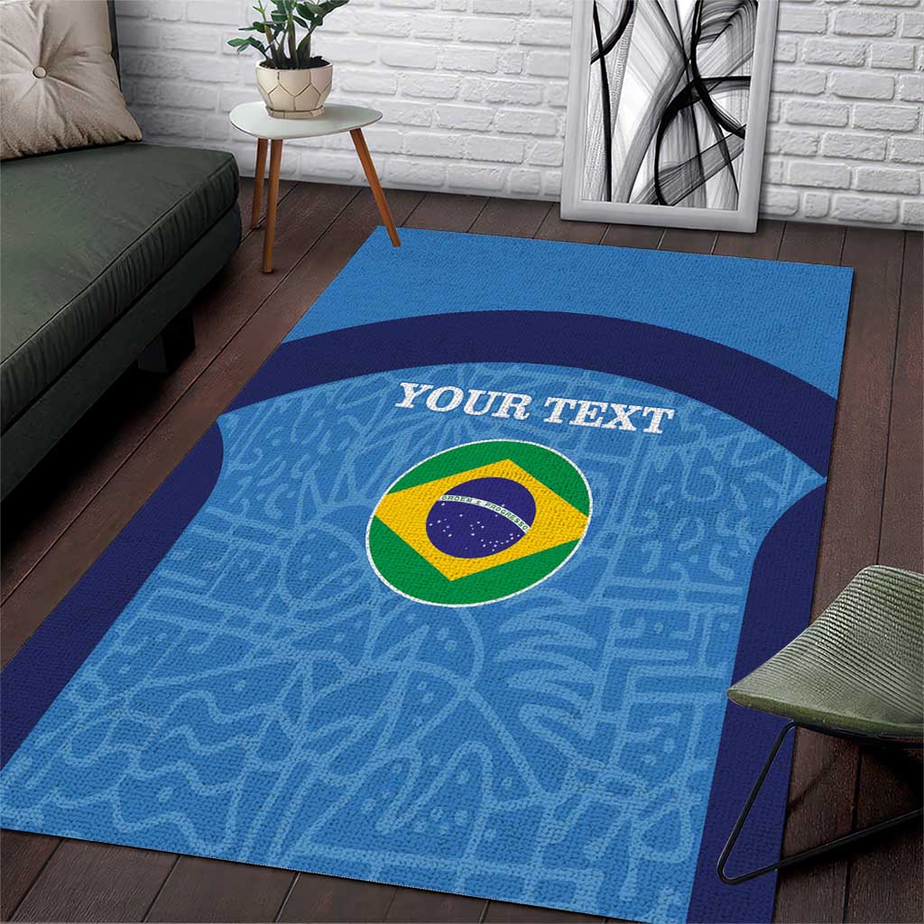 Custom Brazil Football Area Rug Vamos Selecao - Blue - Wonder Print Shop