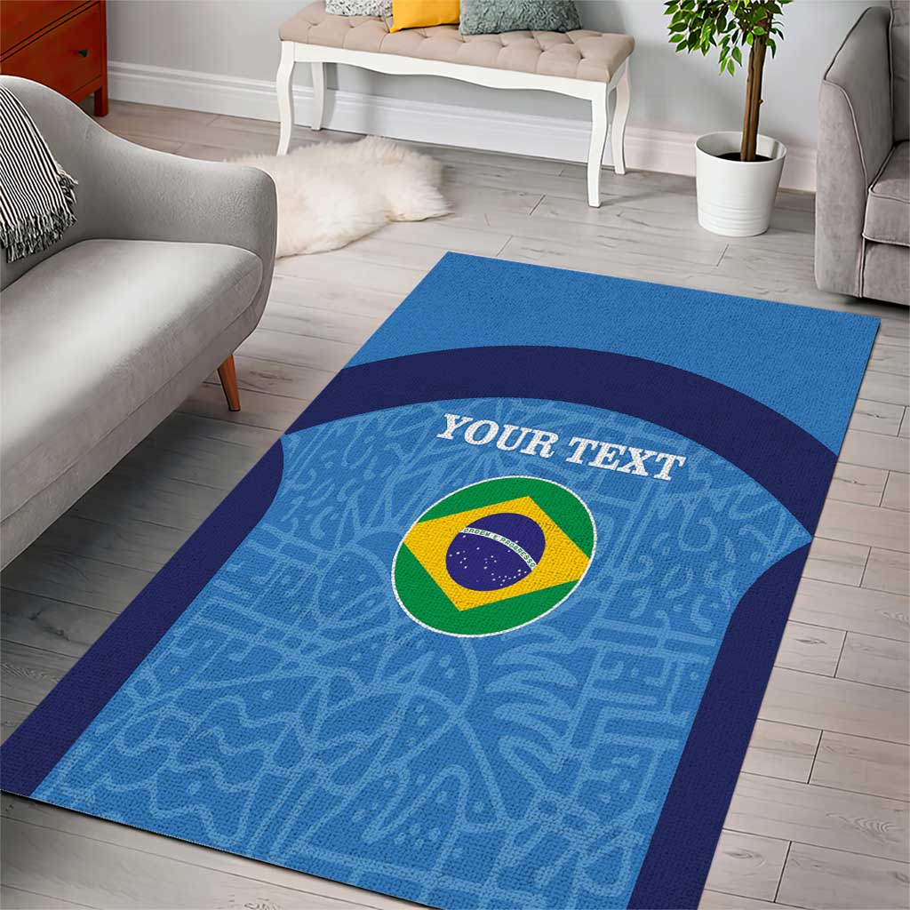Custom Brazil Football Area Rug Vamos Selecao - Blue - Wonder Print Shop