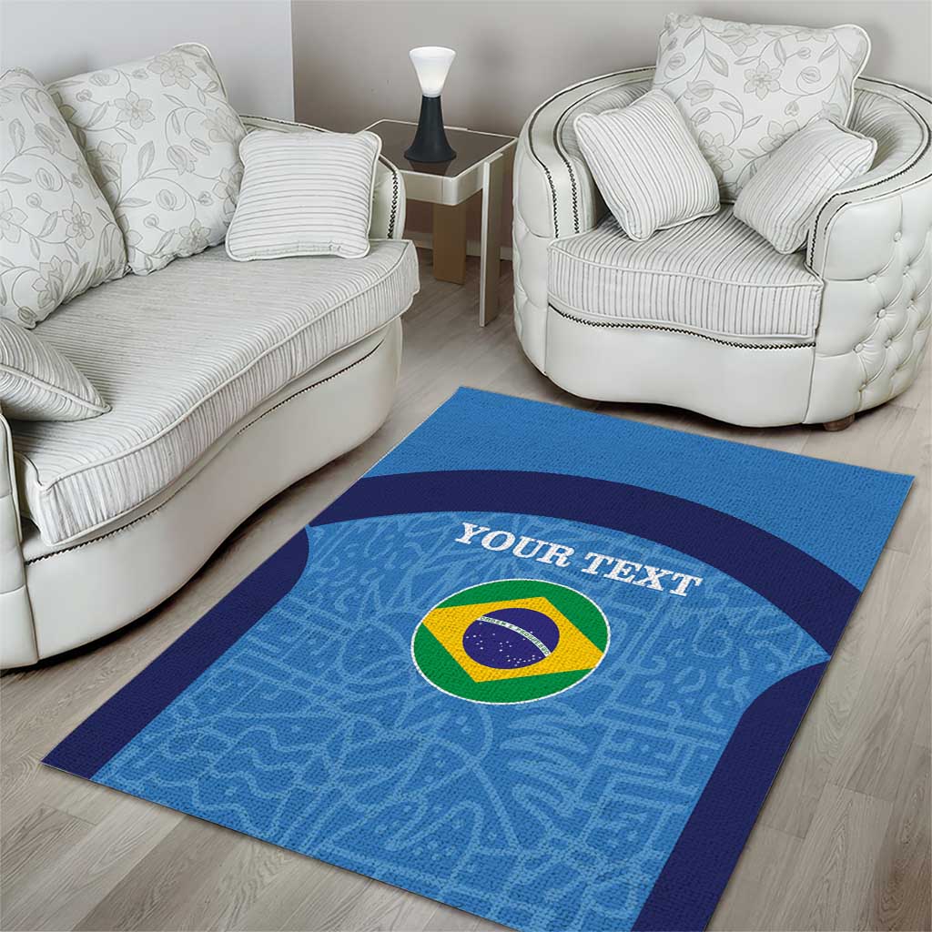 Custom Brazil Football Area Rug Vamos Selecao - Blue - Wonder Print Shop
