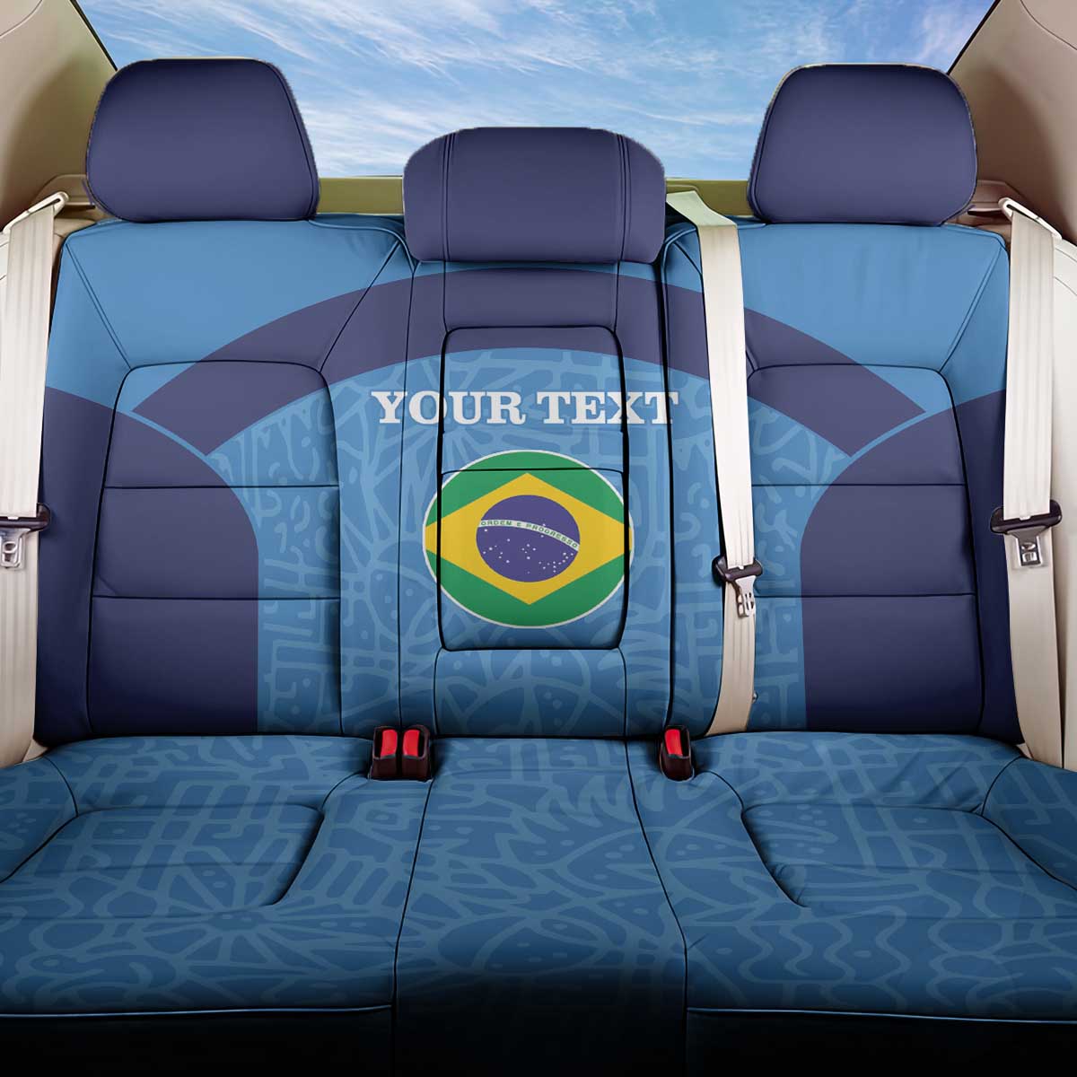 Custom Brazil Football Back Car Seat Cover Vamos Selecao - Blue - Wonder Print Shop