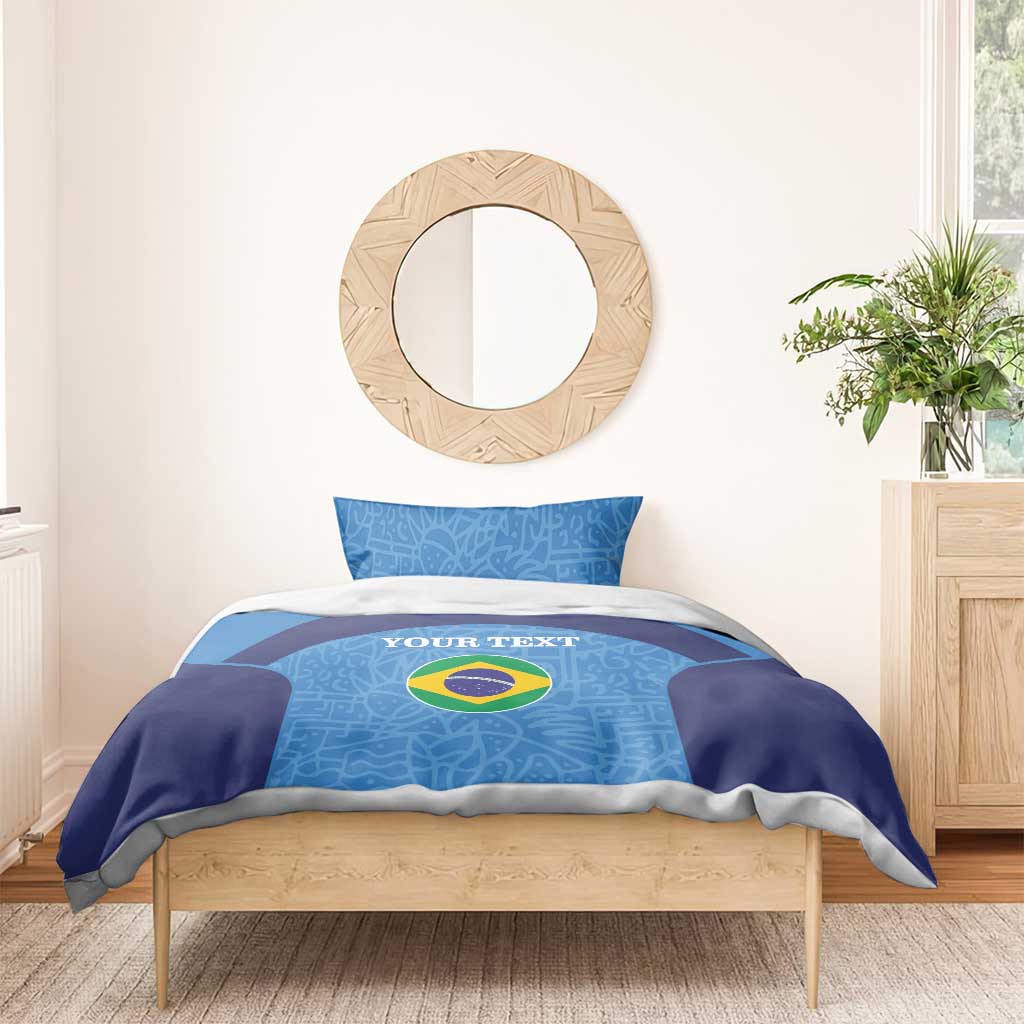 Custom Brazil Football Bedding Set Vamos Selecao - Blue - Wonder Print Shop