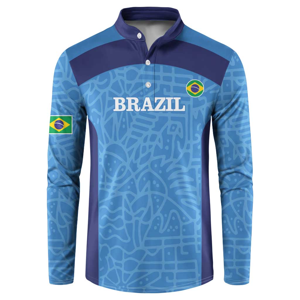 Custom Brazil Football Button Sweatshirt Vamos Selecao - Blue - Wonder Print Shop
