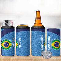 Custom Brazil Football 4 in 1 Can Cooler Tumbler Vamos Selecao - Blue - Wonder Print Shop