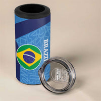 Custom Brazil Football 4 in 1 Can Cooler Tumbler Vamos Selecao - Blue - Wonder Print Shop