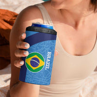 Custom Brazil Football 4 in 1 Can Cooler Tumbler Vamos Selecao - Blue - Wonder Print Shop