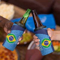 Custom Brazil Football 4 in 1 Can Cooler Tumbler Vamos Selecao - Blue - Wonder Print Shop