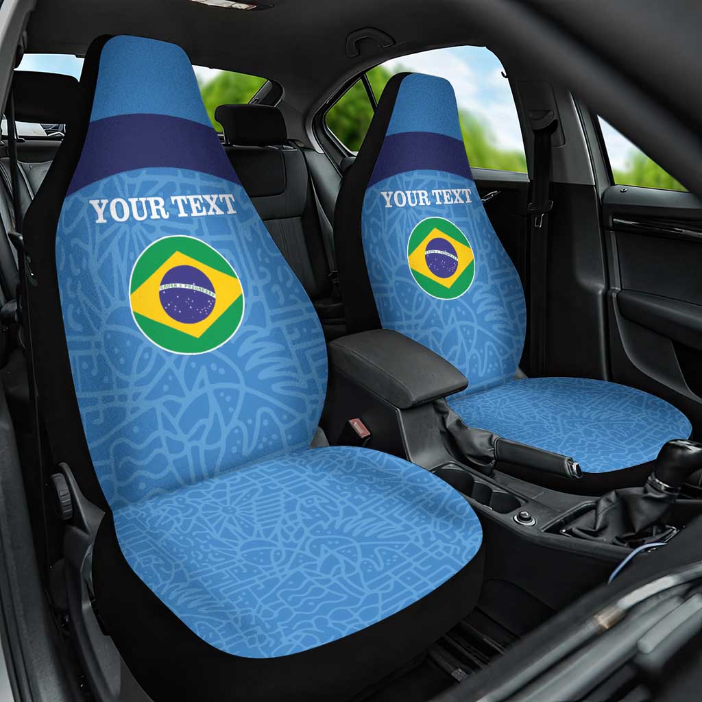 Custom Brazil Football Car Seat Cover Vamos Selecao - Blue - Wonder Print Shop