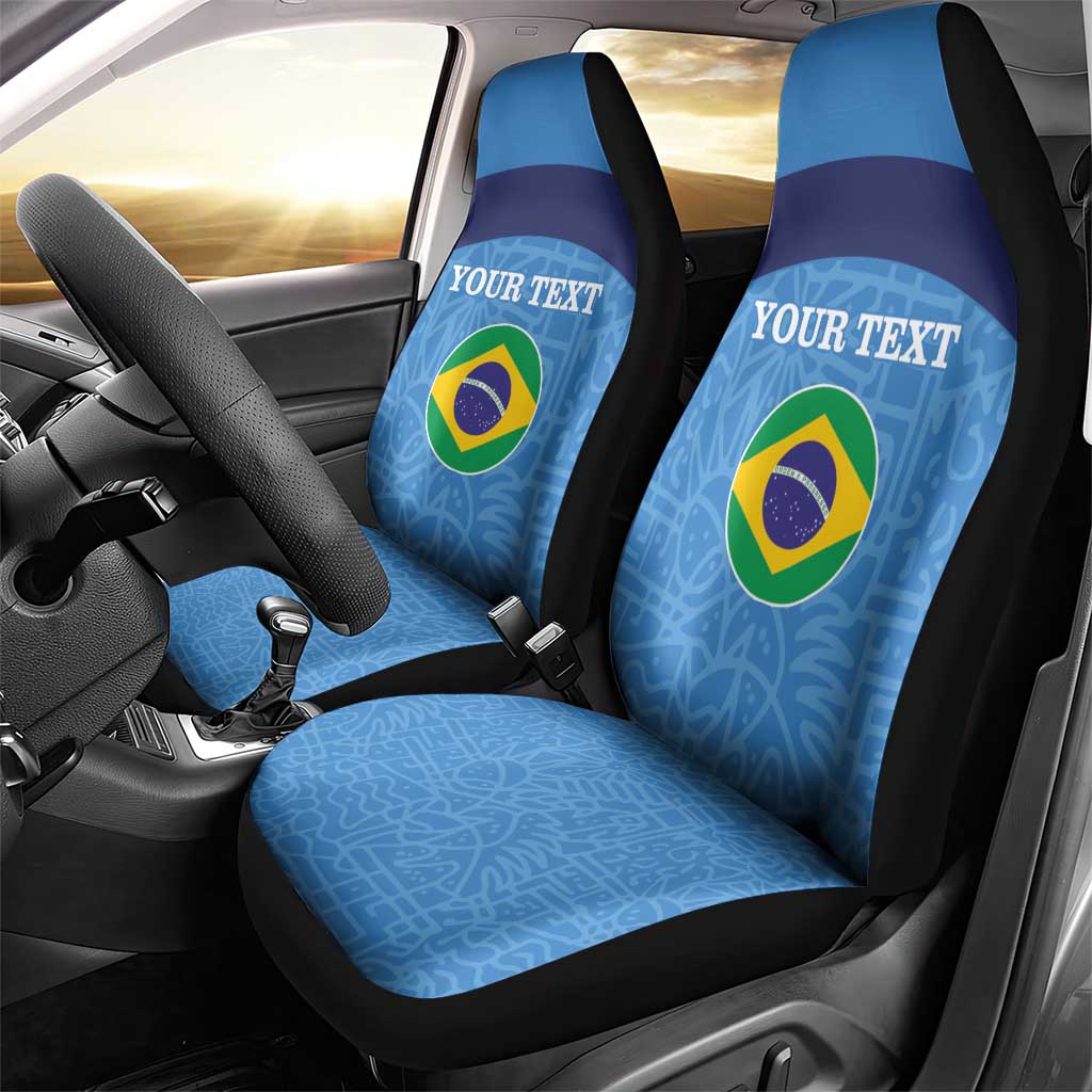 Custom Brazil Football Car Seat Cover Vamos Selecao - Blue - Wonder Print Shop