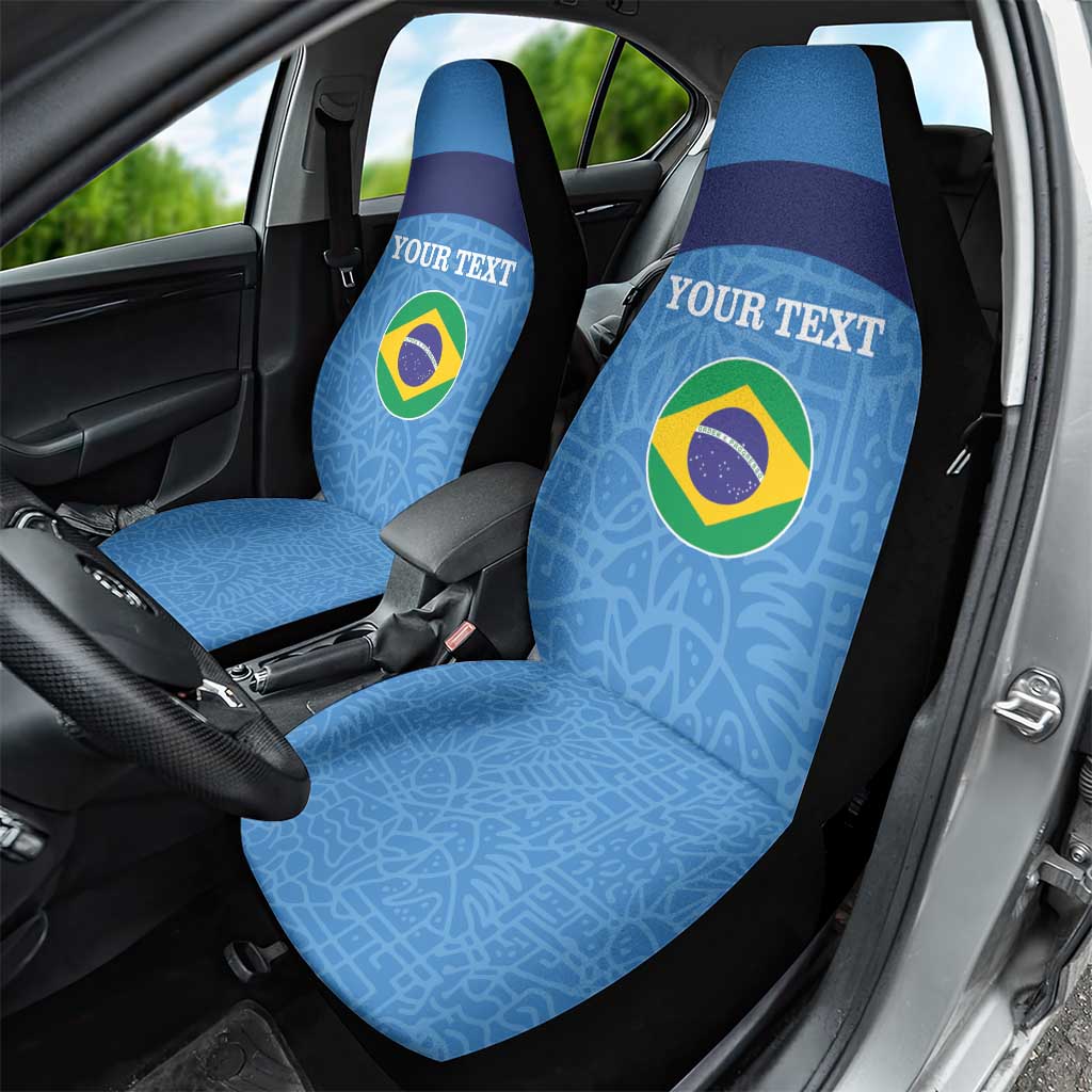 Custom Brazil Football Car Seat Cover Vamos Selecao - Blue - Wonder Print Shop