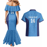 Custom Brazil Football Couples Matching Mermaid Dress and Hawaiian Shirt Vamos Selecao - Blue - Wonder Print Shop