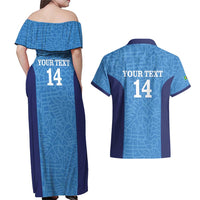 Custom Brazil Football Couples Matching Off Shoulder Maxi Dress and Hawaiian Shirt Vamos Selecao - Blue - Wonder Print Shop