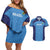 Custom Brazil Football Couples Matching Off Shoulder Short Dress and Hawaiian Shirt Vamos Selecao - Blue - Wonder Print Shop