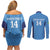 Custom Brazil Football Couples Matching Off Shoulder Short Dress and Long Sleeve Button Shirt Vamos Selecao - Blue - Wonder Print Shop